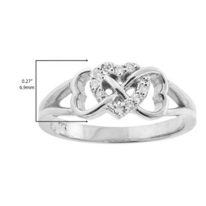 Claddagh Gold .925 Sterling Silver Cubic Zirconia Triple Heart Infinity Celtic Knot Band Engagement Ring - Size 10