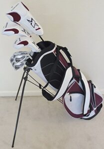 ladies complete golf set for petite women 5'0" to 5'5" tall complete driver, fairway wood, hybrid irons, putter, clubs & stand bag