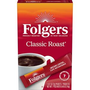 Folgers Classic Roast Instant Coffee Crystals, 7 Single Serve Packets