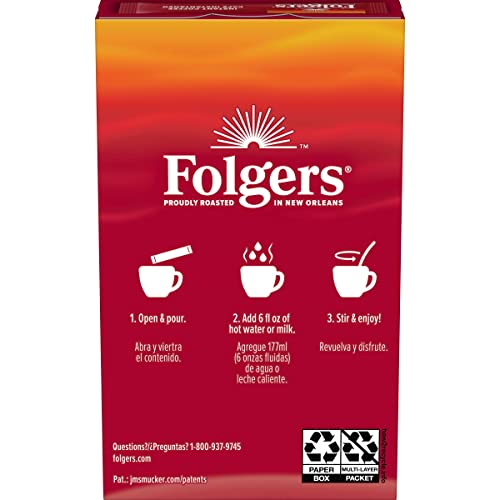 Folgers Classic Roast Instant Coffee Crystals, 7 Single Serve Packets