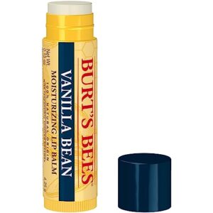 burt's bees vanilla bean lip balm, lip moisturizer with responsibly sourced beeswax, tint-free, natural conditioning lip treatment, 1 tube, 0.15 oz.