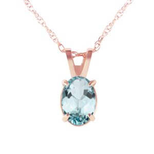 Galaxy Gold GG 14k 16" Rose Gold Necklace with Oval-shaped Aquamarine