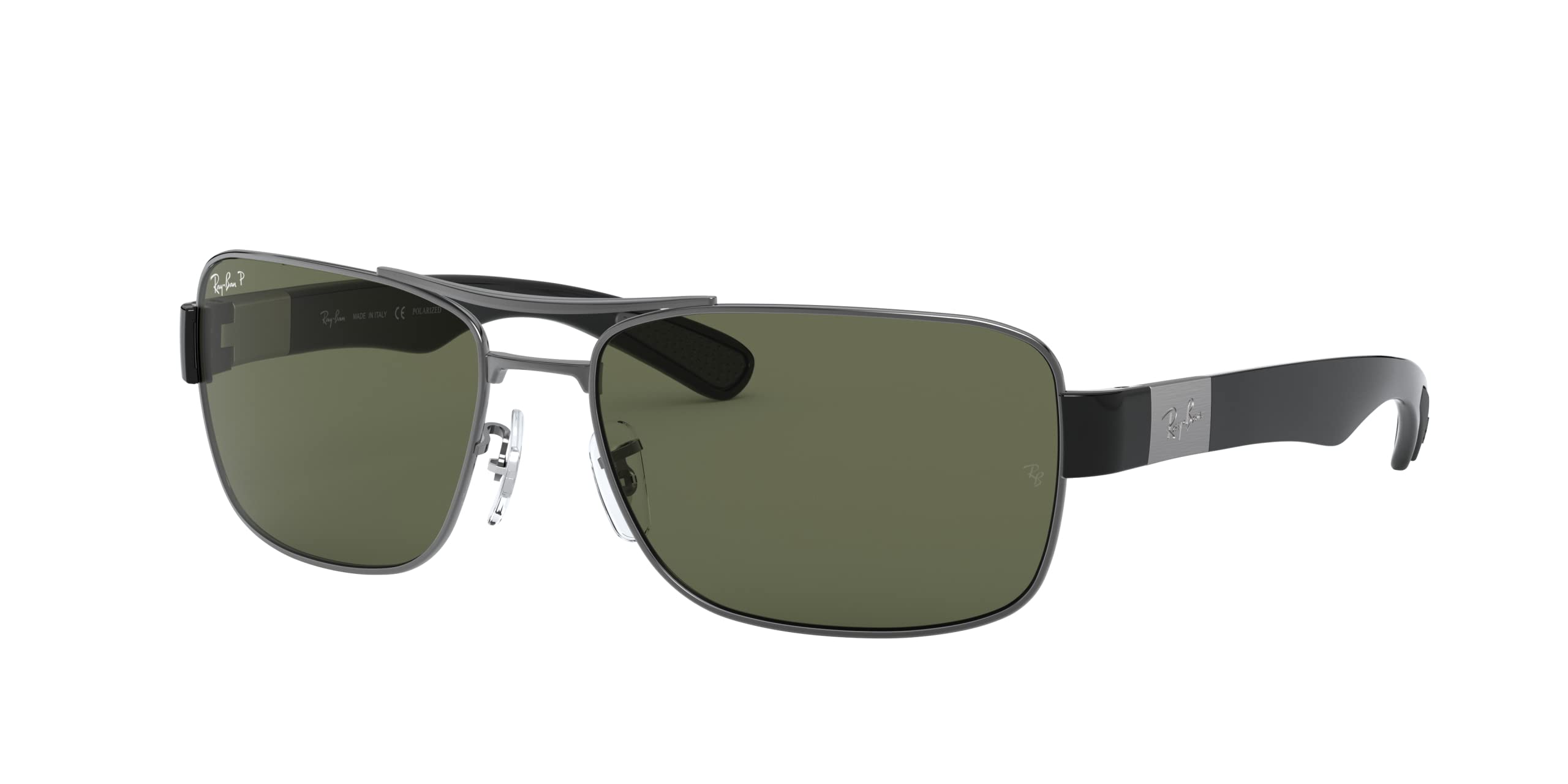 Ray-Ban Men's RB3522 Square Sunglasses, Gunmetal/Polarized Green, 64 mm