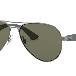 Ray-Ban Men's RB3523 Aviator Sunglasses, Matte Gunmetal/Polarized Green, 59 mm + 0