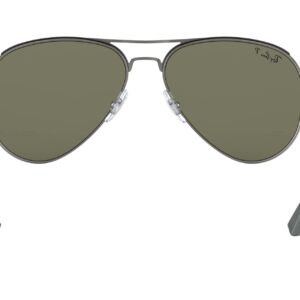 Ray-Ban Men's RB3523 Aviator Sunglasses, Matte Gunmetal/Polarized Green, 59 mm + 0