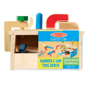 Melissa & Doug Hammer and Saw Tool Bench - Wooden Building Set (32 pcs)