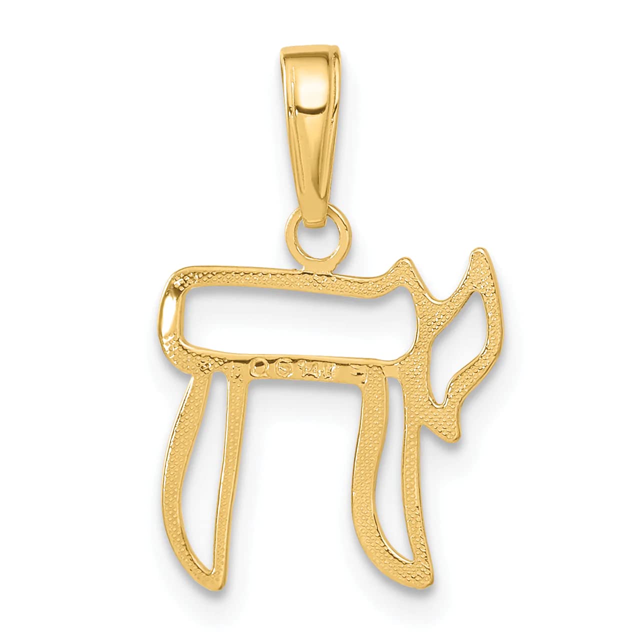 Saris and Things 14k Yellow Gold Solid Chai Cut-out Charm Pendant