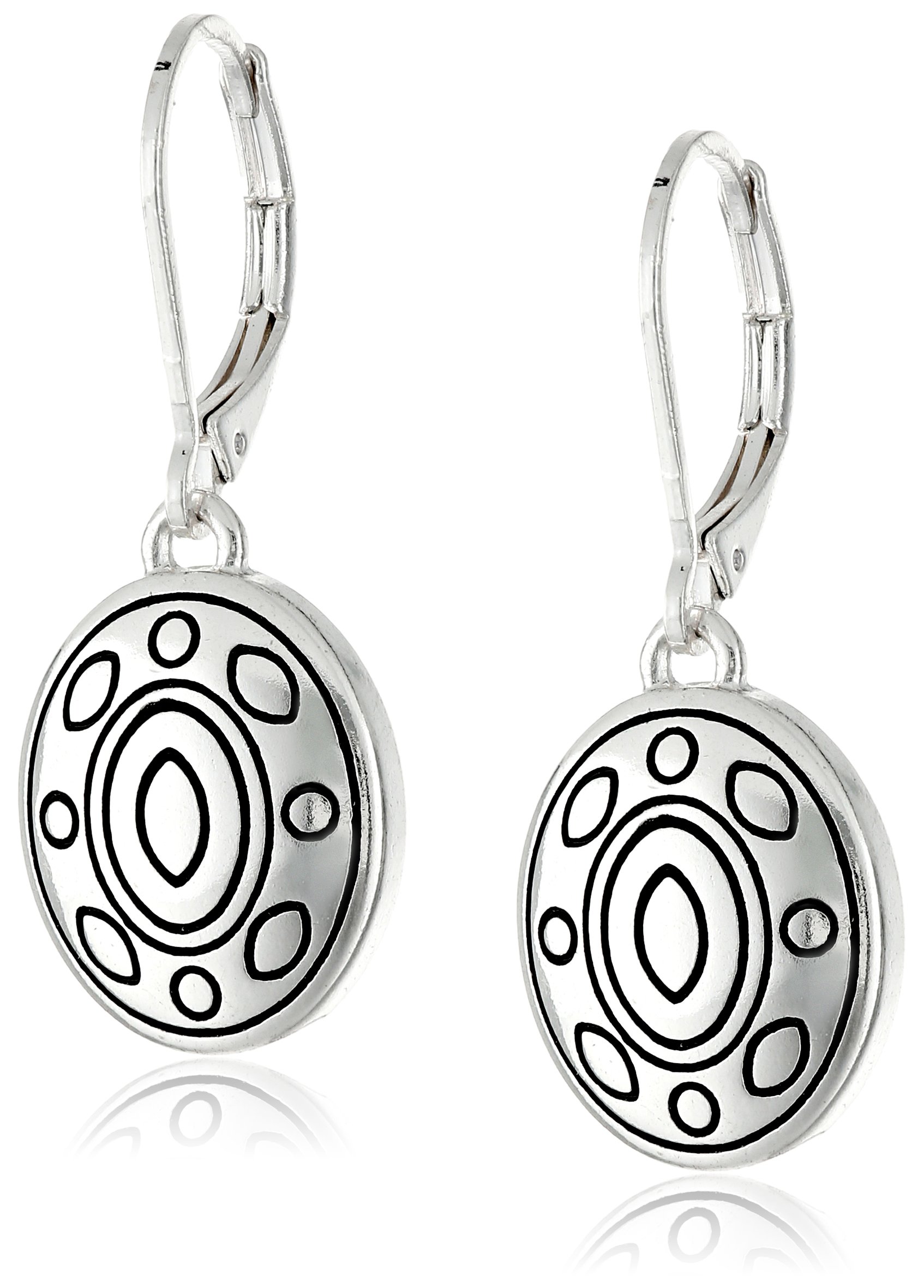 Napier Global Beat Silvertone Leverback Drop Earrings