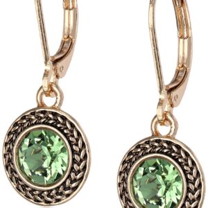 Napier "Color Declaration" Gold-Tone Green Leverback Drop Earrings