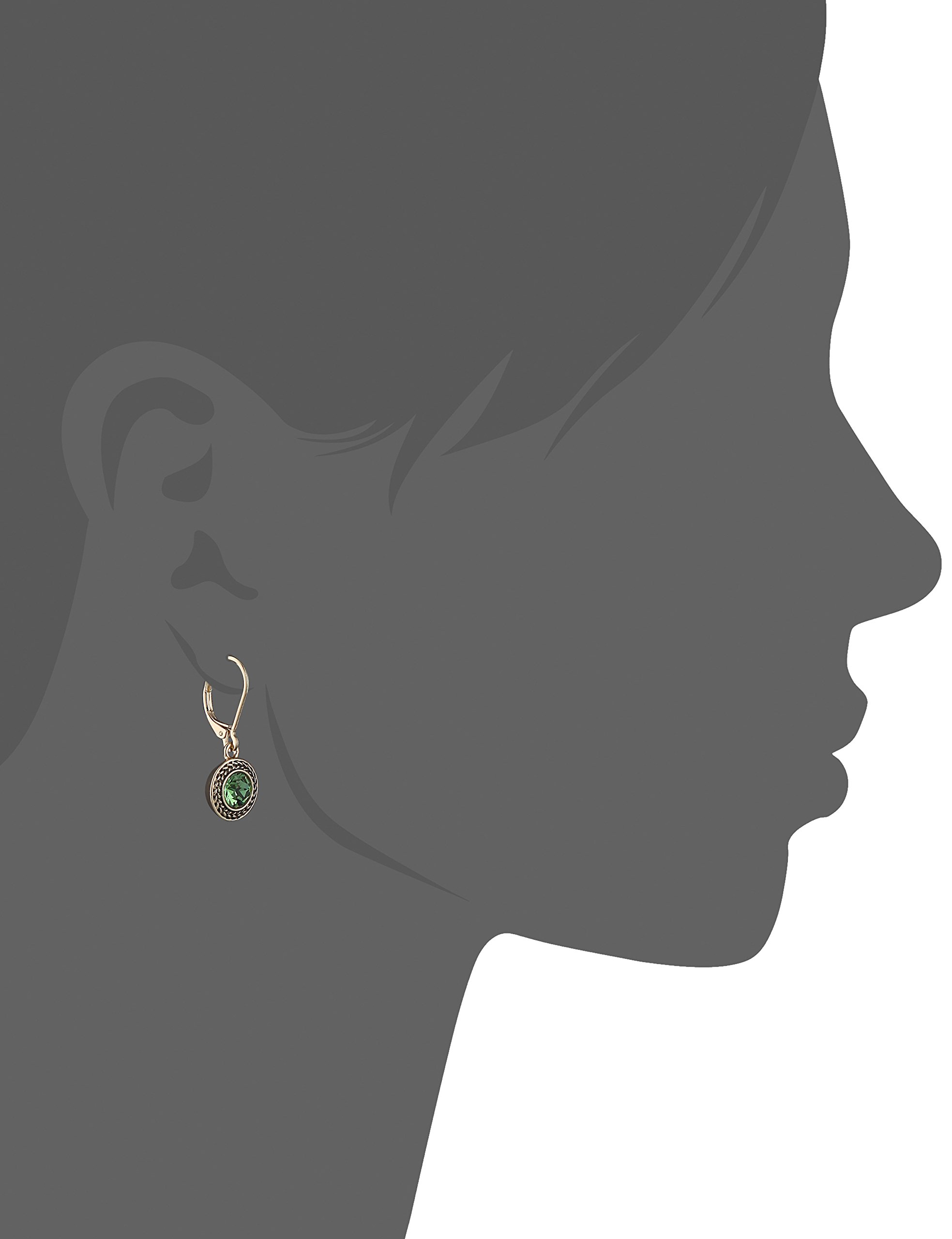 Napier "Color Declaration" Gold-Tone Green Leverback Drop Earrings