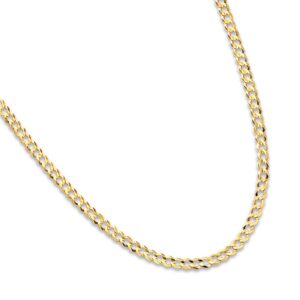 Lovearing 14k Yellow Gold 2.0mm Curb Link Hollow Chain Necklace 18 Inches with Spring Ring Clasps