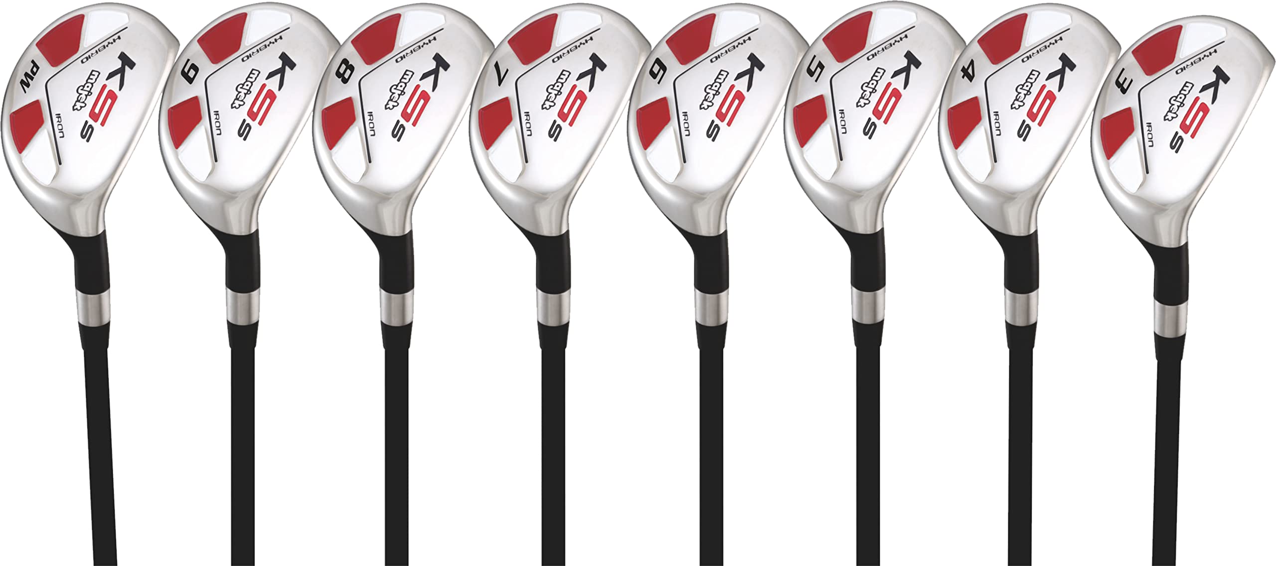 Majek Senior Mens Golf All Hybrid Complete Full Set which includes #3 4 5 6 7 8 9 PW Senior Flex with Senior Midsize K5s Design High Traction Tech Grips Right Handed Clubs