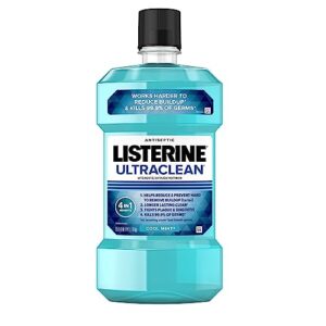 listerine ultraclean oral care antiseptic mouthwash, everfresh technology to help fight bad breath, gingivitis, plaque & tartar, ada-accepted tartar control oral rinse, cool mint, 1.5 l