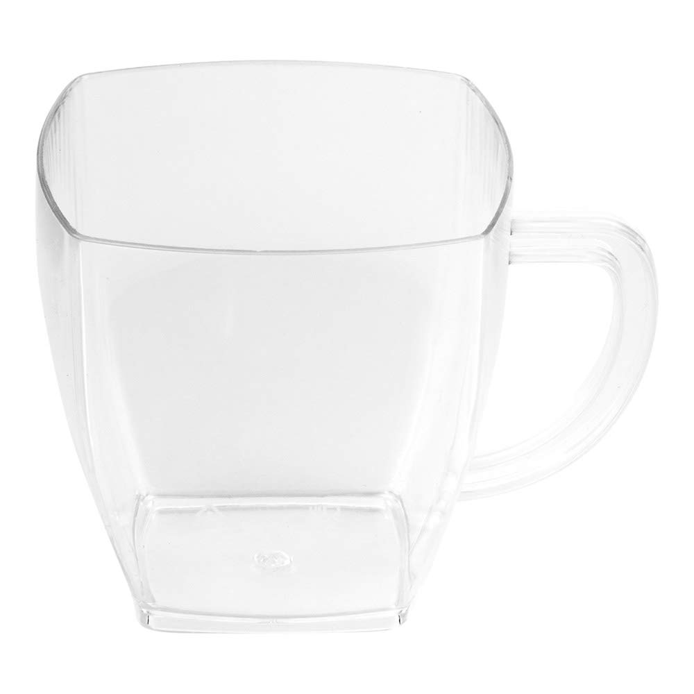 Restaurantware 2 Ounce Clear Square Cups 100 Disposable Plastic Coffee Cups - Hard Plastic With Handles Clear Mini Espresso Cups For Catering Events Parties Weddings And Cafes