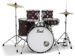 pearl roadshow drum set 5-piece complete kit with cymbals and stands, wine red (rs525sc/c91)