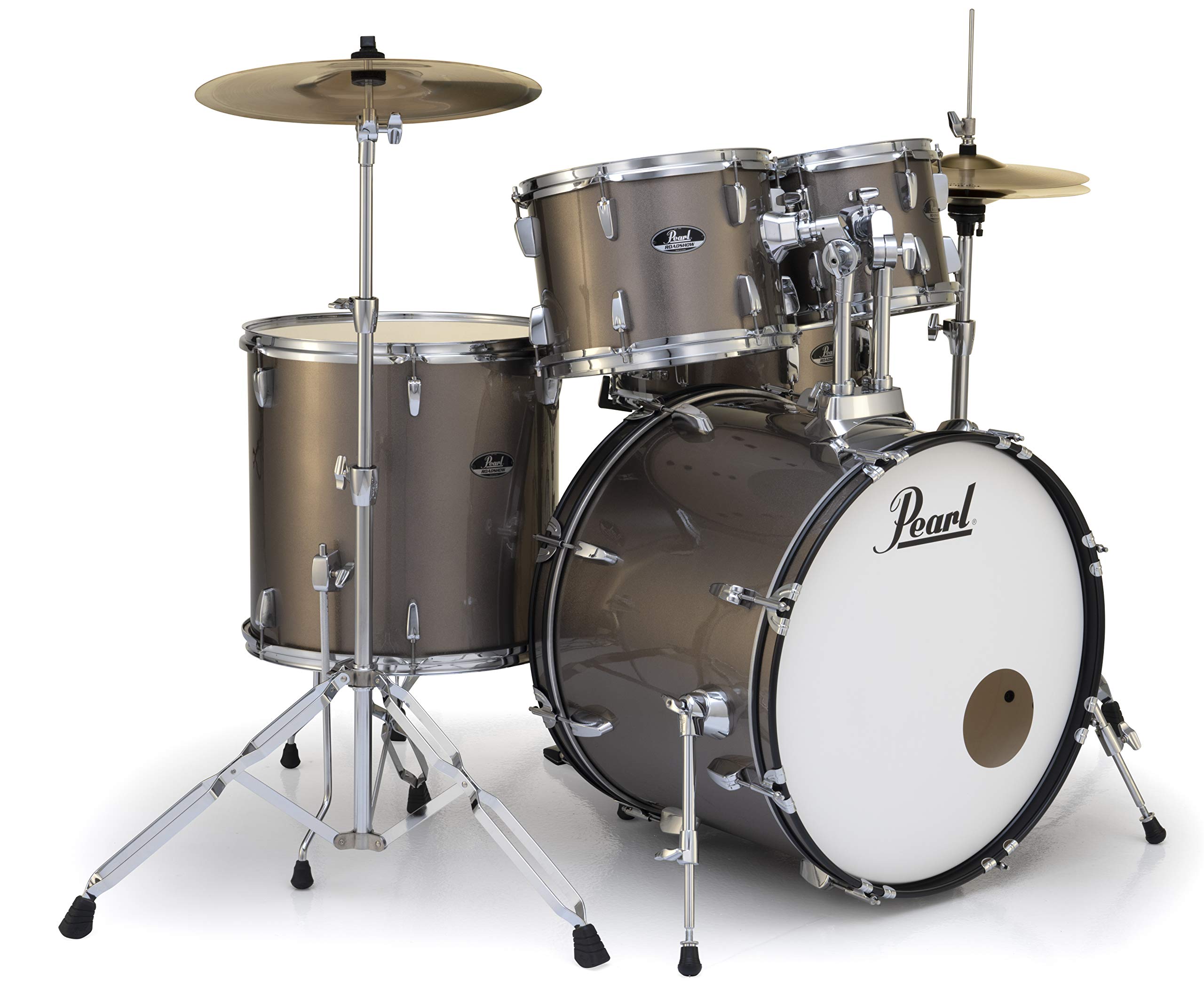 Pearl Roadshow Drum Set 5-Piece Complete Kit with Cymbals and Stands, Bronze Metallic (RS525SC/C707)