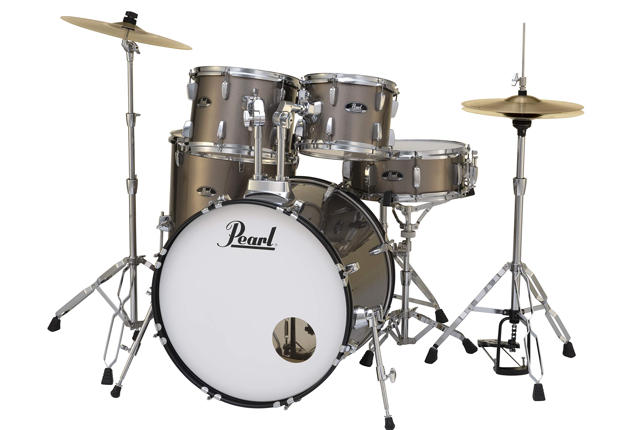 Pearl Roadshow Drum Set 5-Piece Complete Kit with Cymbals and Stands, Bronze Metallic (RS525SC/C707)