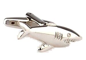 mrcuff shark great white cufflinks with a presentation gift box & polishing cloth