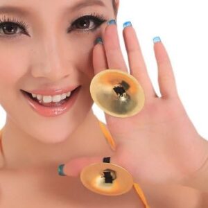 Wowlife 4 Pcs/2 Pairs Professional Belly Dancing Dance Costume Oriental Dance Finger Zills Finger Cymbals for Dancer Evening Party