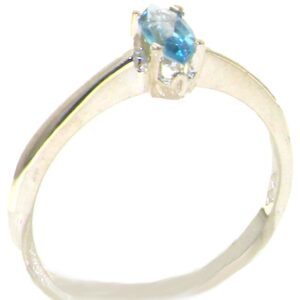 925 sterling silver real genuine blue topaz womens statement ring - size 11