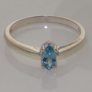 925 Sterling Silver Real Genuine Blue Topaz Womens Statement Ring - Size 11