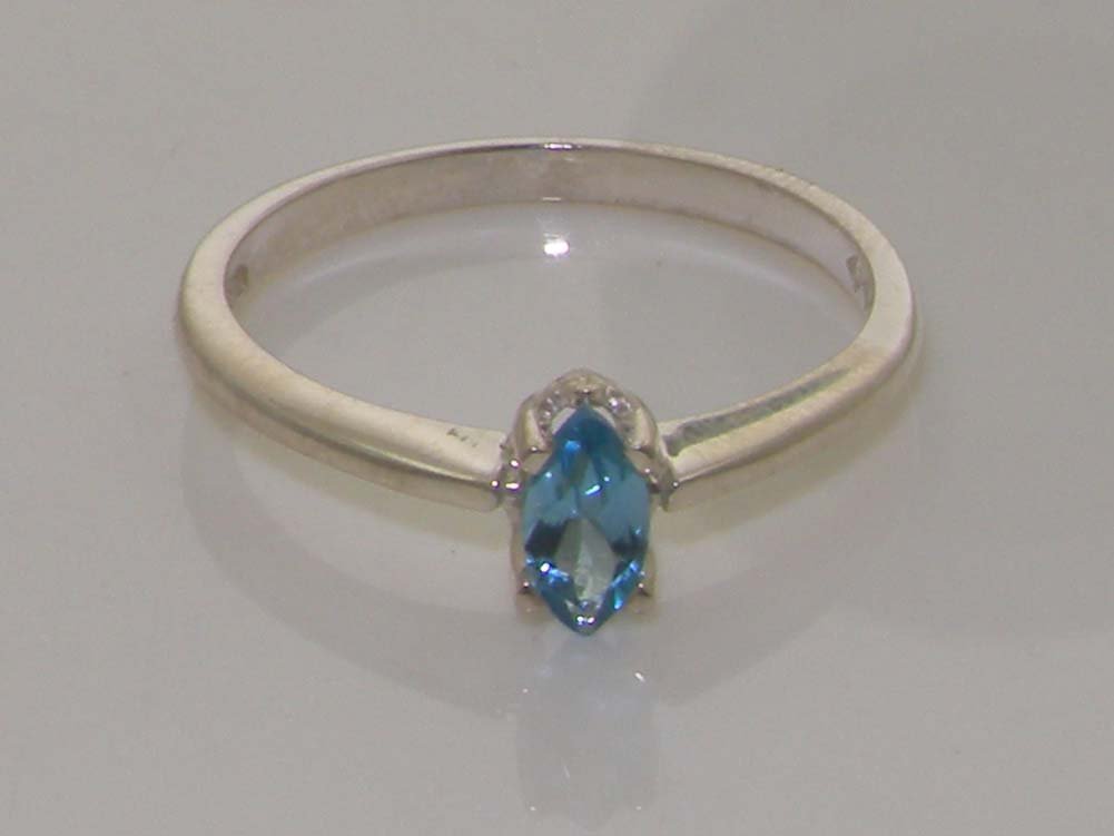 925 Sterling Silver Real Genuine Blue Topaz Womens Statement Ring - Size 11