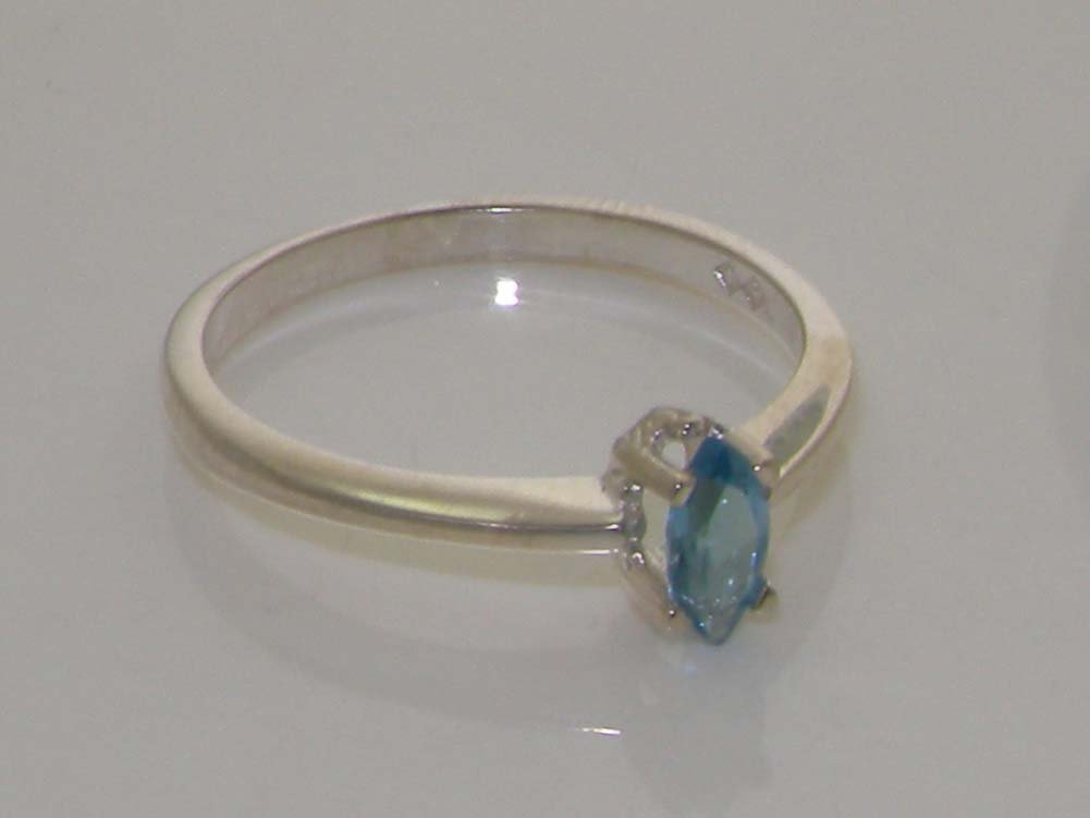 925 Sterling Silver Real Genuine Blue Topaz Womens Statement Ring - Size 11