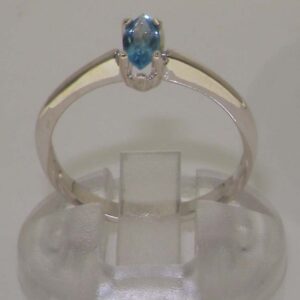 925 Sterling Silver Real Genuine Blue Topaz Womens Statement Ring - Size 11