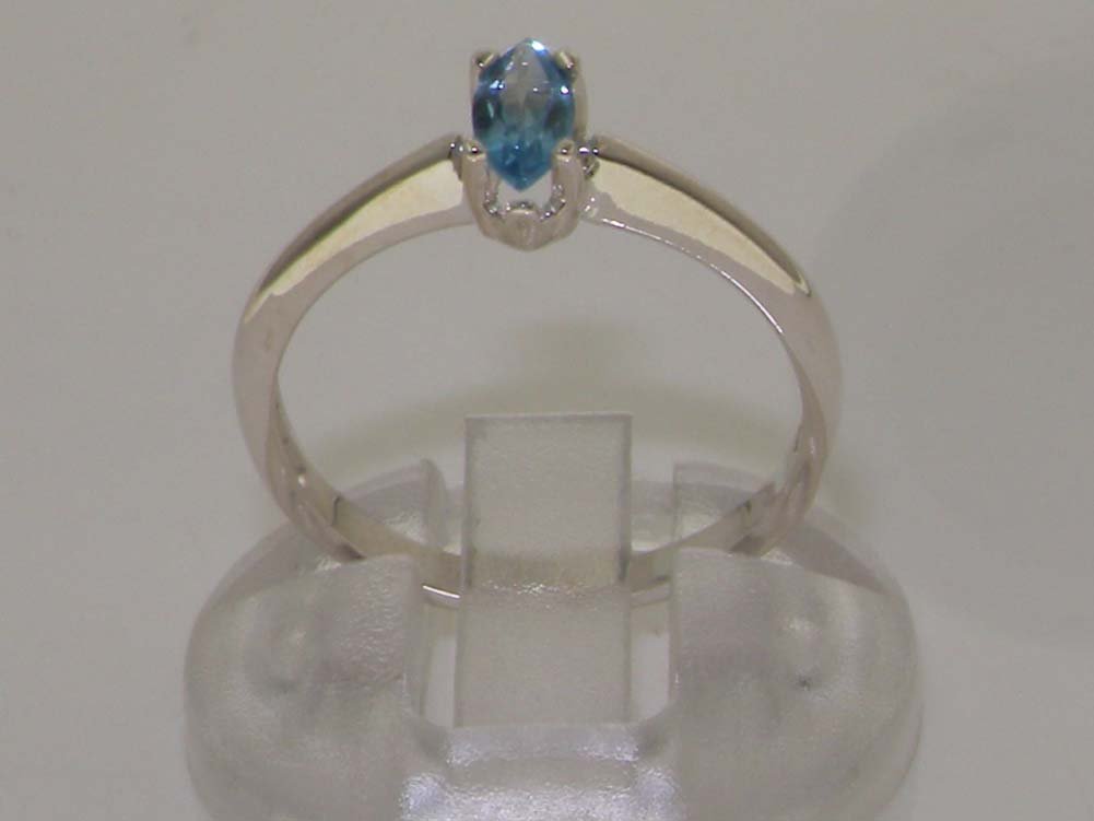 925 Sterling Silver Real Genuine Blue Topaz Womens Statement Ring - Size 11