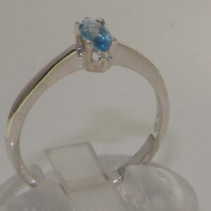 925 Sterling Silver Real Genuine Blue Topaz Womens Statement Ring - Size 11