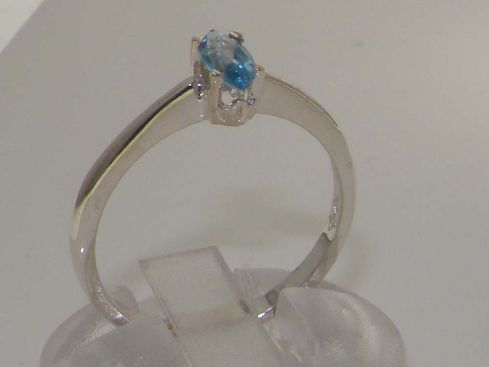 925 Sterling Silver Real Genuine Blue Topaz Womens Statement Ring - Size 11