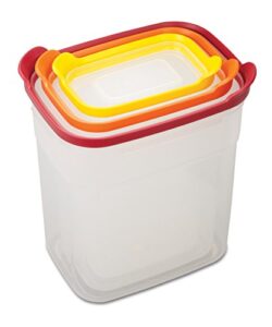 joseph joseph nest storage tall plastic food storage containers set with lids airtight microwave safe, 6-piece