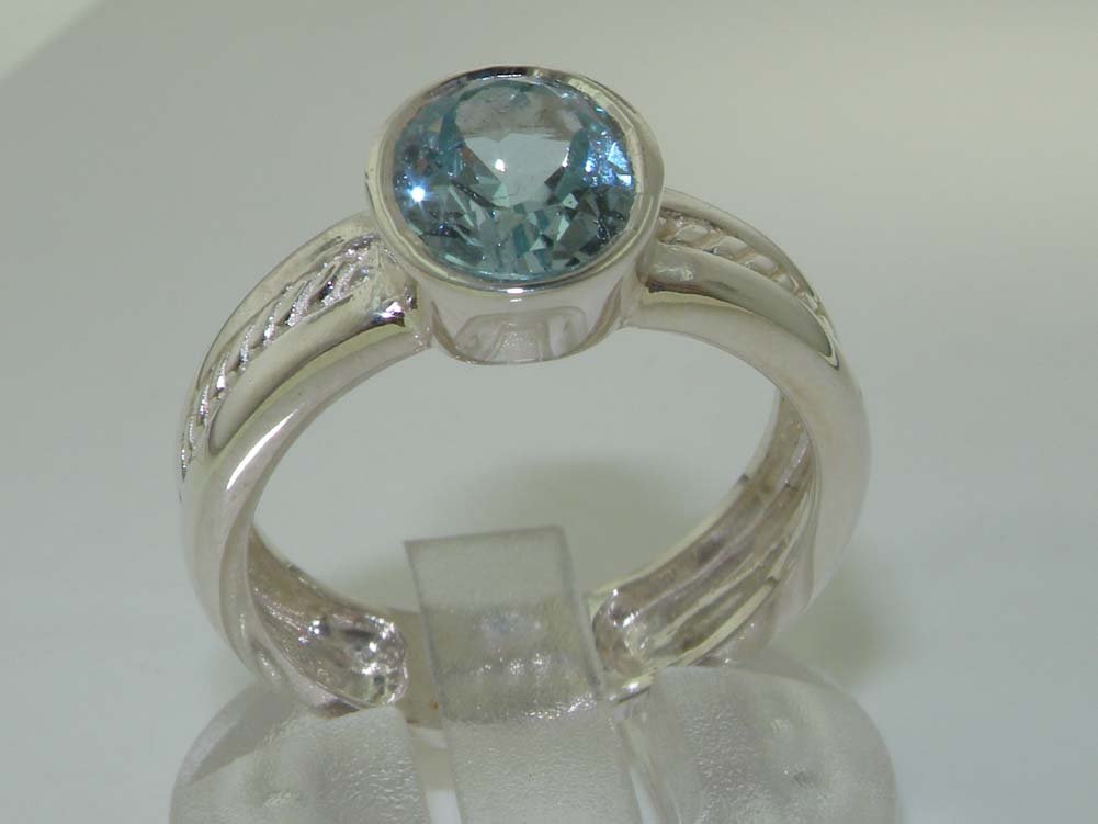 925 Sterling Silver Natural Aquamarine Womens Solitaire Ring - Size 5.5