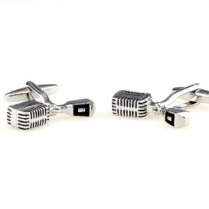 MRCUFF Microphone Radio DJ MC Music Pair of Cufflinks in a Presentation Gift Box & Polishing Cloth