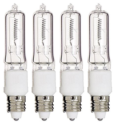 KOR (Pack of 4) Q50CL/MC - 50 Watt JD T4 E11 Mini Candelabra Base 120V Clear Light Bulbs