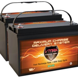 Qty2: VMAX SLR125 AGM Sealed Deep Cycle 12V 125Ah Batteries for Use with Pv Solar Panels, Wind Turbine and Inverters