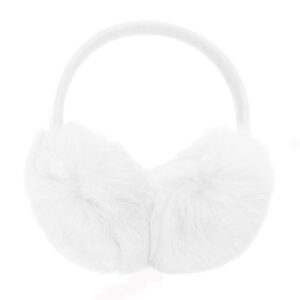 ZLYC Womens Girls Genuine Rabbit Fur EarMuffs Adjustable Ear Warmers, White