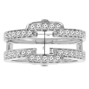 Dazzlingrock Collection 0.50 Carat (ctw) Round White Diamond Ladies Anniversary Wedding Enhancer Guard Double Band 1/2 CT, 14K White Gold, Size 6