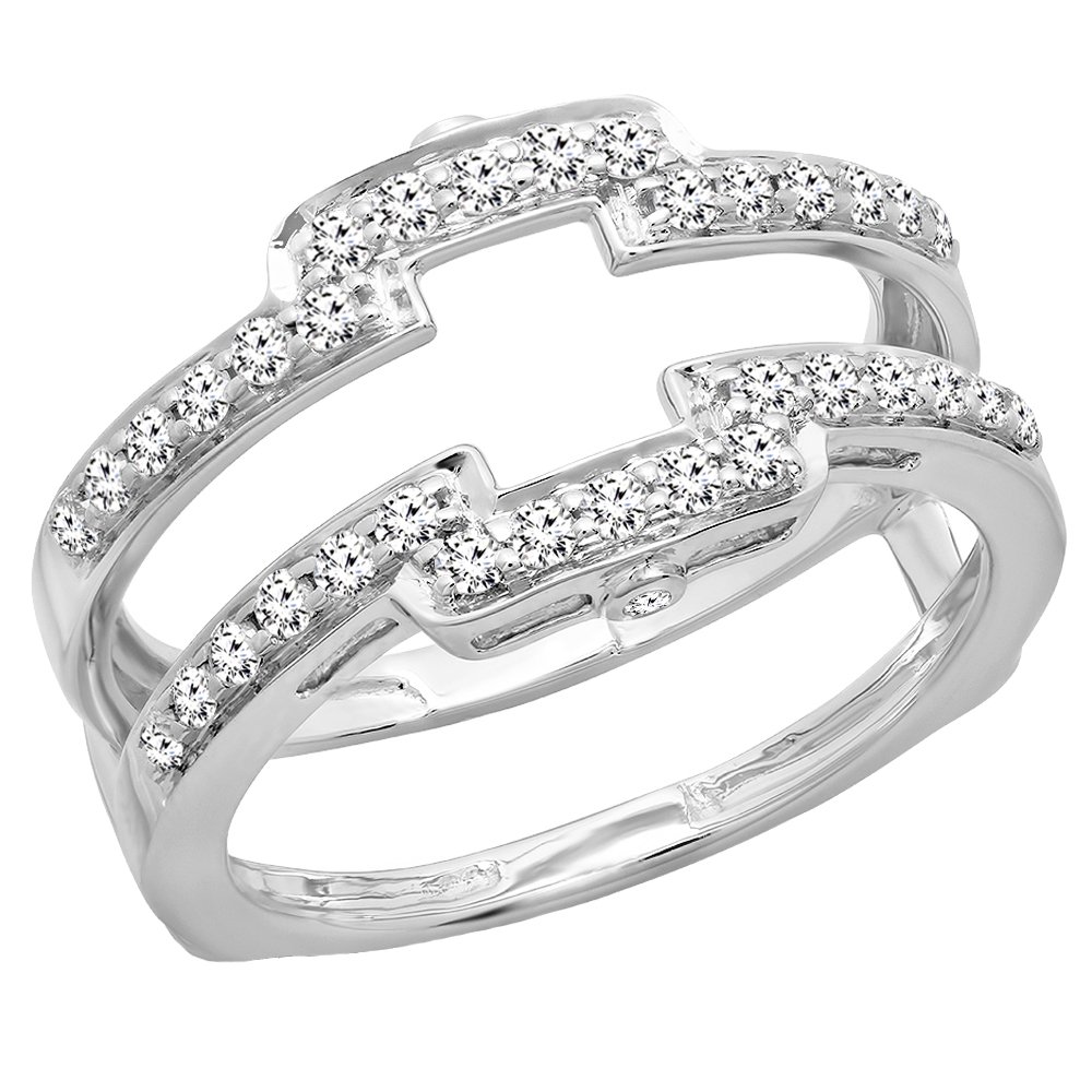 Dazzlingrock Collection 0.50 Carat (Cttw) Round White Diamond Women Anniversary Enhancer Band 1/2 CT, 14K White Gold, Size 7