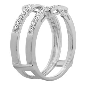 Dazzlingrock Collection 0.50 Carat (Cttw) Round White Diamond Women Anniversary Enhancer Band 1/2 CT, 14K White Gold, Size 7