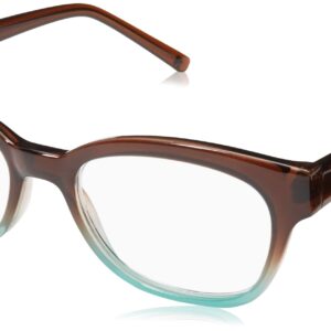 Kate Spade New York Women's Amilia Rectangular Reading Glasses, Brown & Blue Fade, 50 mm + 2