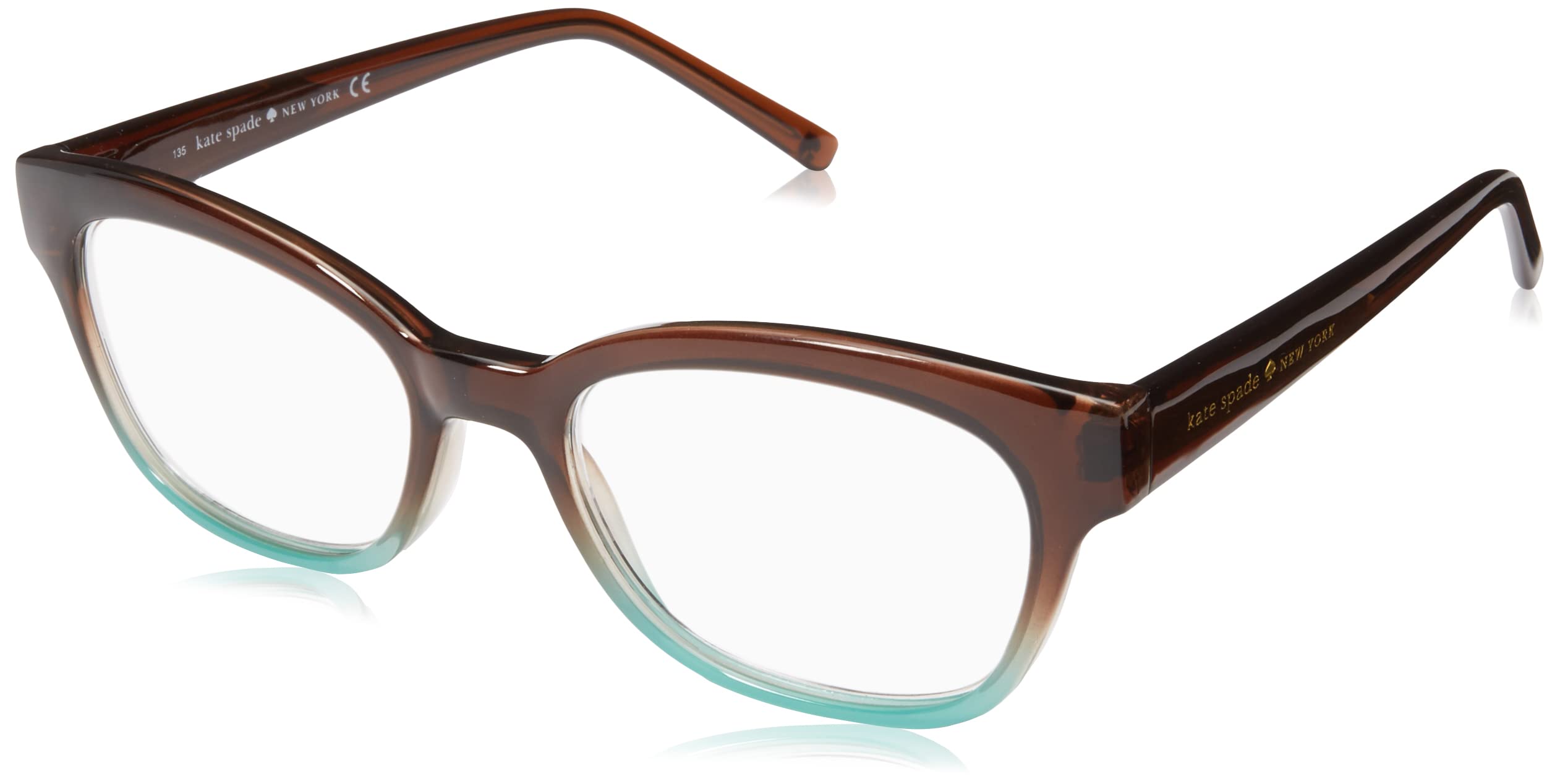 Kate Spade New York Women's Amilia Rectangular Reading Glasses, Brown & Blue Fade, 50 mm + 2