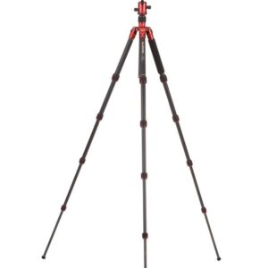 MeFoto RoadTrip Lightweight 61.6" Carbon Fiber Tripod/Monopod, w/Case, Twist Locks, Triple Action Ballhead w/Arca Swiss Plate - Red (C1350Q1R)