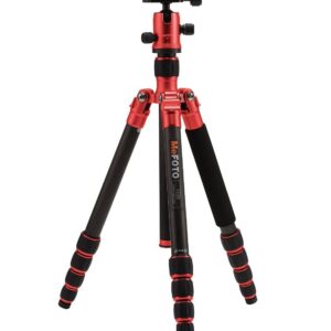 MeFoto RoadTrip Lightweight 61.6" Carbon Fiber Tripod/Monopod, w/Case, Twist Locks, Triple Action Ballhead w/Arca Swiss Plate - Red (C1350Q1R)