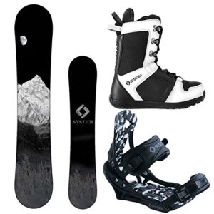 system mtn and apx complete men's snowboard package (159 cm, boot size 10)