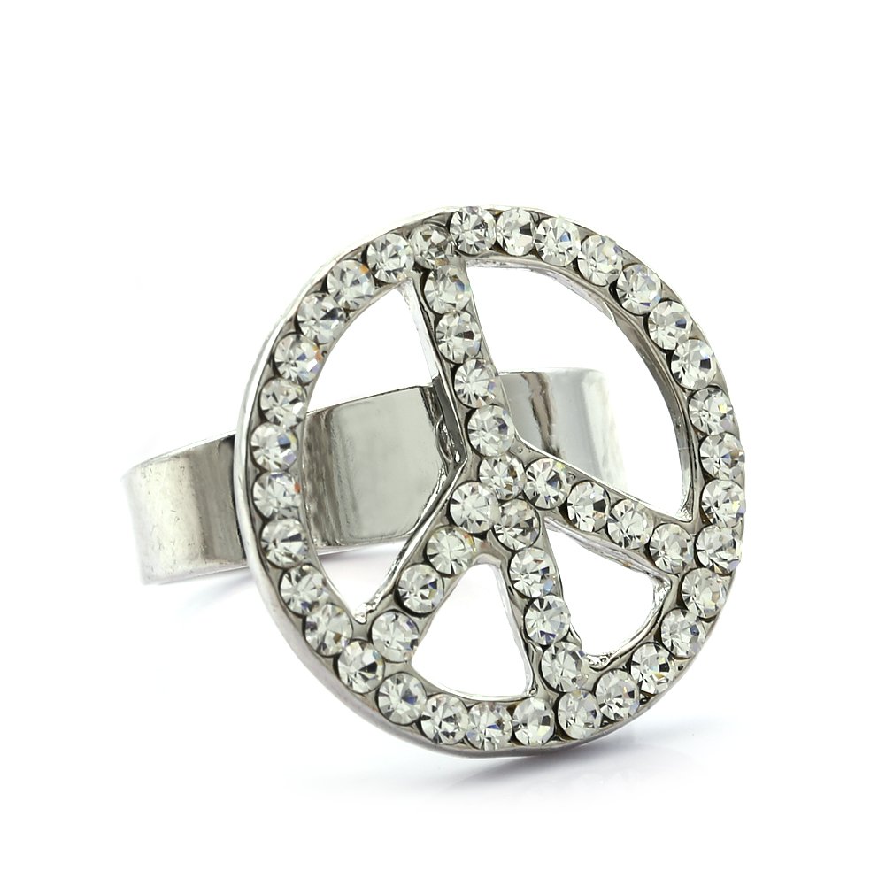 SoulBreezeCollection Peace Sign Ring Adjustable Size Band Designer Women Lady Costume Fashion Jewelry