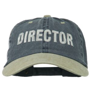 e4hats.com movie director embroidered washed two tone cap - navy khaki osfm