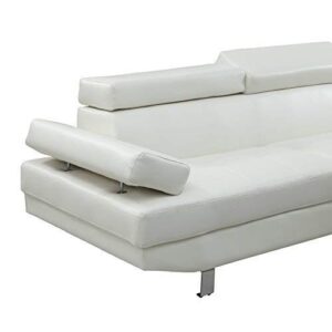 Poundex 2 Pieces Faux Leather Sectional Right Chaise Sofa, Assorted in White