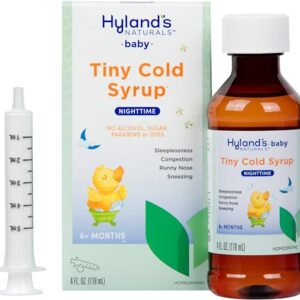 Hyland's Naturals Baby Tiny Cold Syrup, Nighttime PM, Natural Relief of Sneezing, Runny Nose, Congestion & Sleeplessness, 4 Ounce