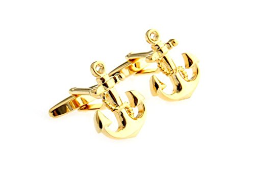 MRCUFF Anchor USN Pair of Cufflinks in a Presentation Gift Box & Polishing Cloth